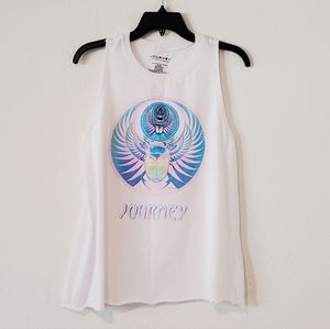 Journey white sleeveless band tee